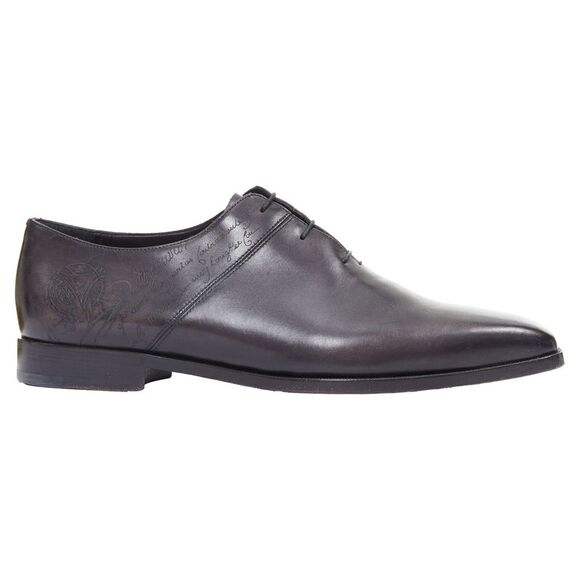 BERLUTI Alessandro grey calf leather Scritto calligraphy loafer shoes UK8 EU41 - Picture 1 of 8